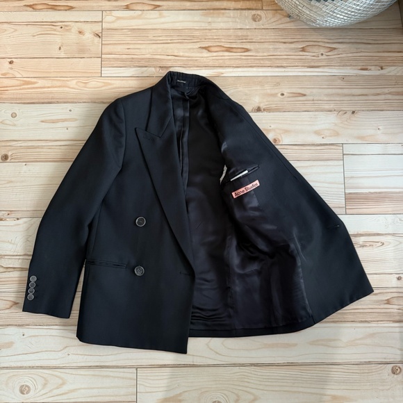 Acne Women's Double Breasted Wool Suiting Jacket In Double-breasted Suit Jacket - Picture 2 of 2